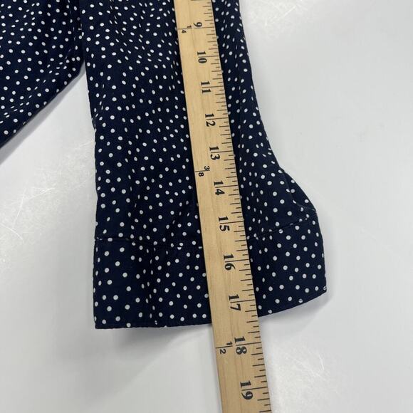 Woman Within Polka Dot V Neck Popover Navy Blue Blouse 3/4 Sleeve Size 1X 22 - Picture 14 of 14